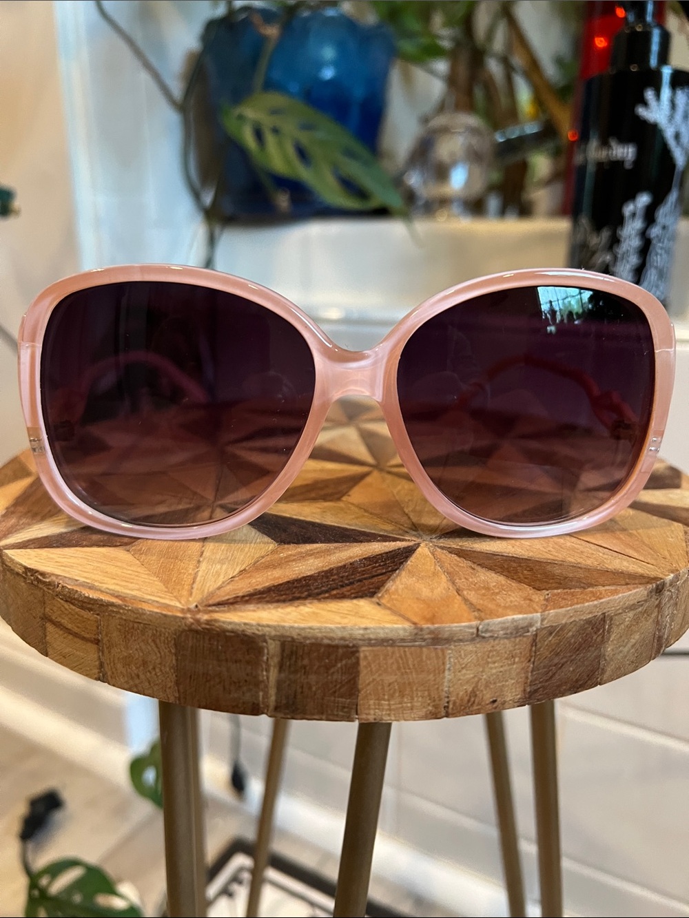 Free People Giant vintage Sage oversized square boho sunglasses peach